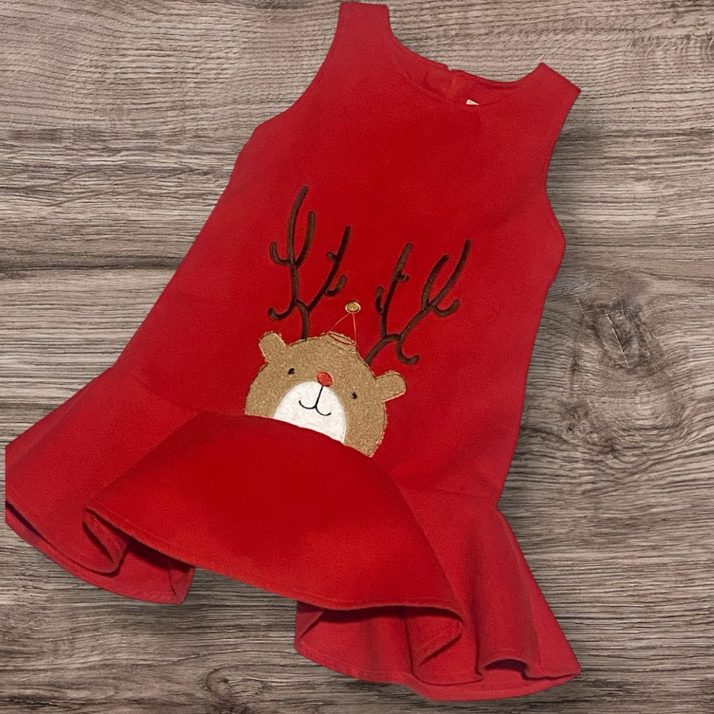Cute Red Reindeer Dress for Kids Girl 5-6 years